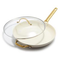 Greenpan 30cm硬质阳极氧化陶瓷涂层不粘煎锅平底锅炒锅 带盖 灰色