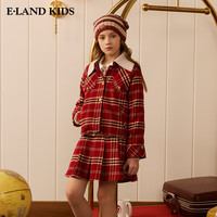 E·LAND KIDS衣恋女童套装25年早春翻领外套短裙 Red红色/20 140