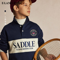 E·LAND KIDS衣恋男童polo衫冬季徽标刺绣LOGO印花撞色 Brown棕色/85 170 cm