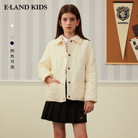 E·LAND KIDS衣恋男女童棉服冬季新品徽章皮标双插袋翻领