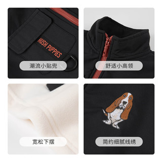 暇步士（Hush Puppies）童装儿童男大童秋季时尚户外休闲针梭拼接马甲 藏蓝 【摇粒绒】 110