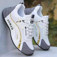 FOURDATRY 男鞋休闲鞋透气防臭百搭白灰39