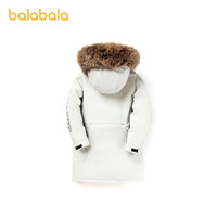 巴拉巴拉童装男童中长款羽绒服秋冬中大童女童保暖连帽外套字母潮 黑色90001