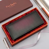 皮尔卡丹男士钱包真牛皮渐变长款卡包皮夹子父亲