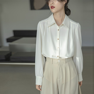 2025春秋醋酸女士衬衫长袖上衣职业面试设计感气质通勤白衬衣