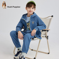 暇步士（Hush Puppies）童装儿童男大童2025春季新款宽松舒适时尚休闲针织套装 复古蓝 1