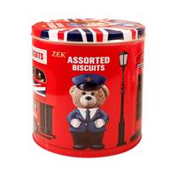ZEK曲奇饼干威化蛋卷英伦小熊铁罐装年货大礼包 礼盒装零食330g 英伦小熊曲奇330g