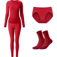 蕉下（beneunder）红色保暖内衣套装女士秋衣秋裤本命年加绒套装内裤中筒袜蛇年礼盒