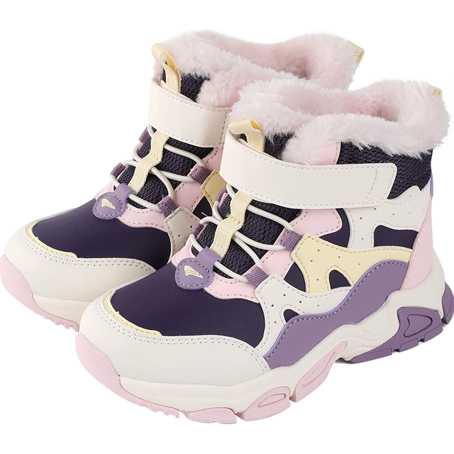 20点开始：江博士 冬季男女童拼色加绒保暖鞋