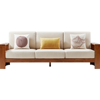 林氏家居实木沙发客厅小户型新中式全实木沙发布艺组合家具林氏木业LS158 K1-A双扶手三人