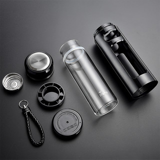 玻璃水杯双层耐热防摔水杯男士2025玻璃茶杯茶水分离泡茶杯子