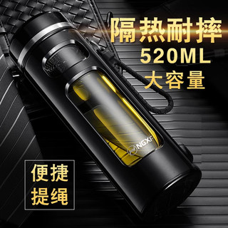 玻璃水杯双层耐热防摔水杯男士2025玻璃茶杯茶水分离泡茶杯子