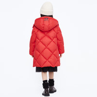 little MO&Co.过年服加厚防泼水 童装冬季女童羽绒服中长款外套儿童 大红色 130 130/60