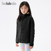 巴拉巴拉儿童羽绒服冬季童装中大童女童外套无缝蓄热保暖连帽时尚 黑色90001 165 cm