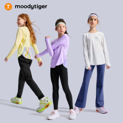 moodytiger 女童长袖T恤柔软高弹25年秋季空气层儿童百搭设计感运动上衣 蕙兰紫 140