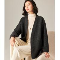 雾道 【含羊毛宽松无扣毛衣开衫】秋冬慵懒风保暖针织女式外套