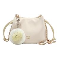稻草人 包包女早秋斜挎包百搭链条褶皱云朵包小众水桶包女包