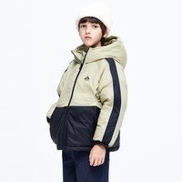 little MO&Co.童装冬装男女童连帽拼色保暖羽绒服 灰绿色 155 155/72