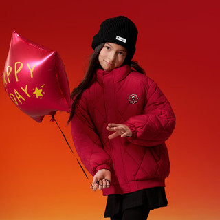 马骑顿【新年系列】MQD童装女童棉衣棉服25冬季新款儿童红色外套拜年服 中国红 1