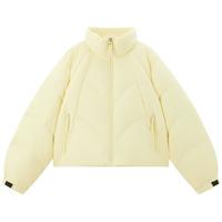 太平鸟黄色立领短款羽绒服女保暖加厚外套A3ACF422A