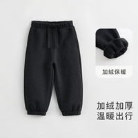 MARC&JANIE马克珍妮男女童宽松百搭运动裤 儿童束脚裤冬装232038 天际黑-加绒 110