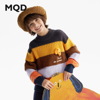 马骑顿MQD童装男童毛衣针织衫2025冬季新款儿童加厚保暖半高领条纹上衣 彩条 1