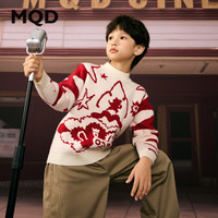 马骑顿【拜年服】MQD男童25冬新款艺术感满版马戏团半高领毛衣 本白 1