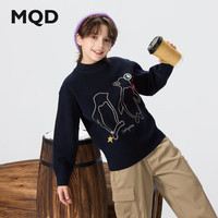 马骑顿【艺术系列】MQD男童25冬新款学院女童字母保暖半高领毛衣 藏青 1