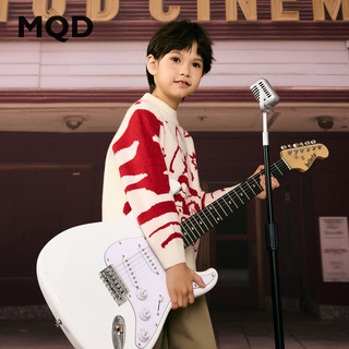马骑顿【拜年服】MQD男童25冬新款艺术感满版马戏团半高领毛衣 本白 1
