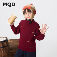 马骑顿MQD男童25冬新款学院风亲肤保暖满版女童毛衣半高领针织衫 暗红 1