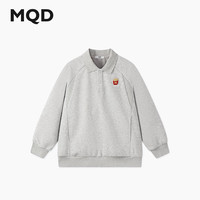马骑顿MQD男童25秋新款街潮学院风简约卡通上衣半开襟卫衣跑步 浅麻灰 1