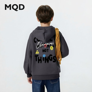 马骑顿【加绒】MQD男童25冬新款街潮学院卡通保暖女童连帽卫衣 碳黑 1