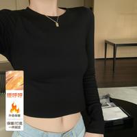 PASS 修身设计圆领款长袖T恤女秋冬纯色显瘦针织T恤女