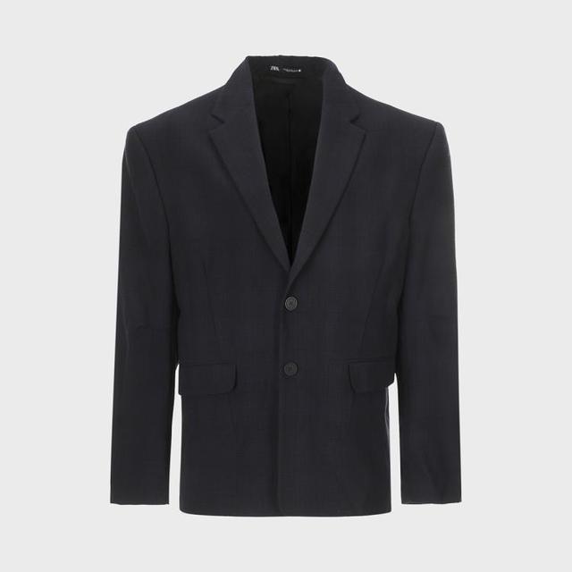 限尺码：ZARA 男式商务正装通勤百搭带垫肩长袖翻领西服外套