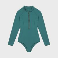 OYSHO 女欧美泳衣三角长袖修身显瘦遮肚保守运动款连体泳装