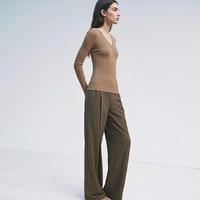 Massimo Dutti 女式高级轻奢光泽感柔软舒适休闲百搭长裤