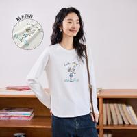 茵曼 宽松圆领长袖女2025夏新款舒适透气别致上衣女