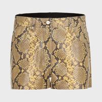ZARA 女高级轻奢撞色蟒蛇纹路复古辣妹百慕大短裤皮裤
