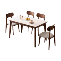 全友 家居现代简约实木餐桌可折叠岩板桌面餐桌椅子全套一桌四椅组合 原木色