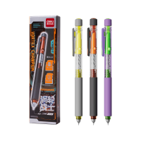 得力 涡轮战士 旋转出芯直液笔 0.5mm 双珠ST头 黑色 3支/盒