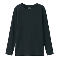 無印良品 MUJI女式棉厚款圆领长袖T恤上衣打底衫女款内搭冬季保暖内衣秋衣