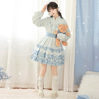 妃亦坊 原创汉服女汉元素中国风连衣裙加绒斗篷秋冬款