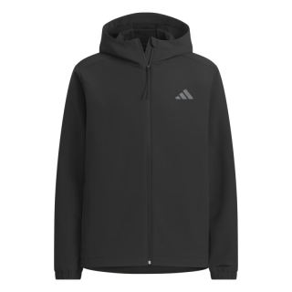 adidas拒水防风休闲连帽夹克外套男女秋季阿迪达斯轻运动 黑色   XL  