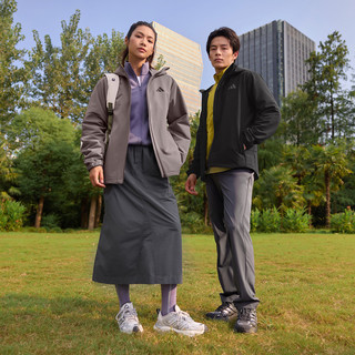 adidas拒水防风休闲连帽夹克外套男女秋季阿迪达斯轻运动 黑色   XL  