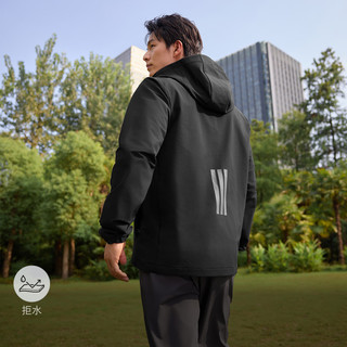 adidas拒水防风休闲连帽夹克外套男女秋季阿迪达斯轻运动 黑色   XL  