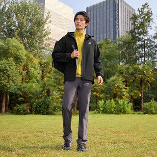 adidas拒水防风休闲连帽夹克外套男女秋季阿迪达斯轻运动 黑色   XL  