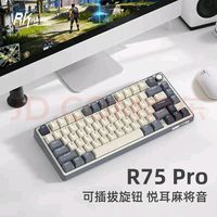 ROYAL KLUDGE RK R75Pro机械键盘 电竞游戏推荐 可插拔旋钮 Hifi麻将音 炫酷灯光