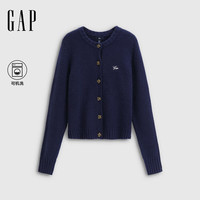 GAP女装2025秋季刺绣logo宽松花扣针织开衫基础款上衣826969 海军蓝 L (170/92A) 亚洲尺码