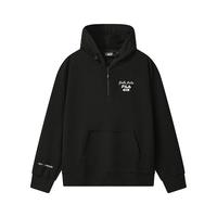 FILA 斐乐男子连帽卫衣2025秋半拉链休闲宽松休闲上衣 正黑色-BK 185/104A/XXL