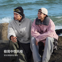 保暖服饰：RESTICK 男女同款 100G金标P棉可拆卸毛领翻领甲板棉服工装外套